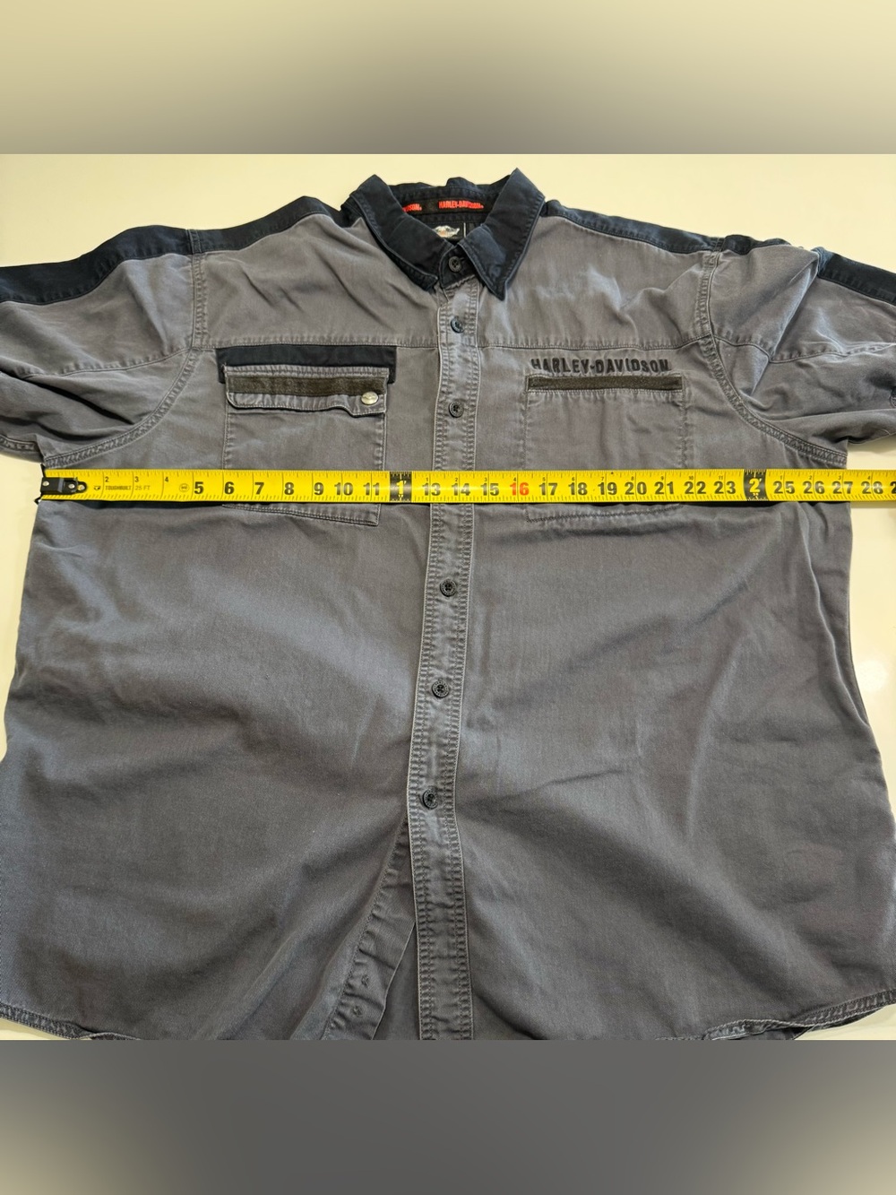 HARLEY DAVIDSON MOTORCYCLES MENS SIZE XXL MECHANICS SHIRT GRAY BLACK COTTON - Picture 9 of 10